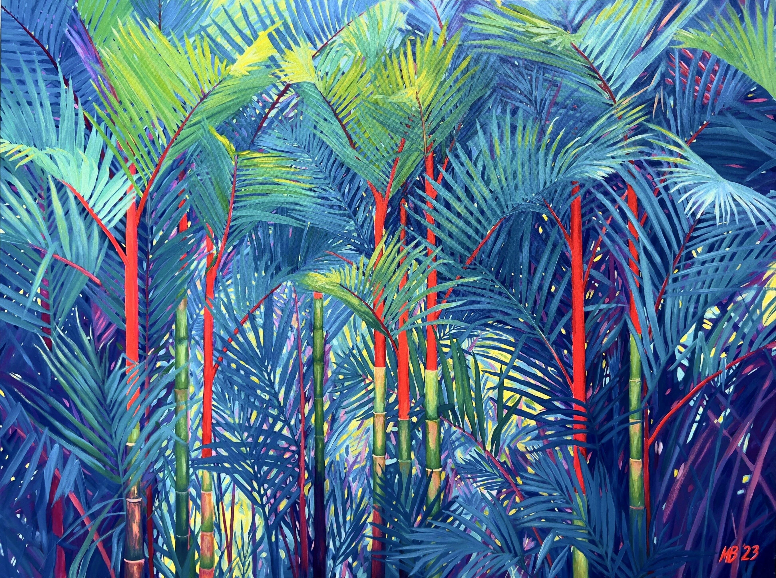 palm, nature, Red Palm Forest, Acrylic on canvas, painting, Margarita Buttenmueller