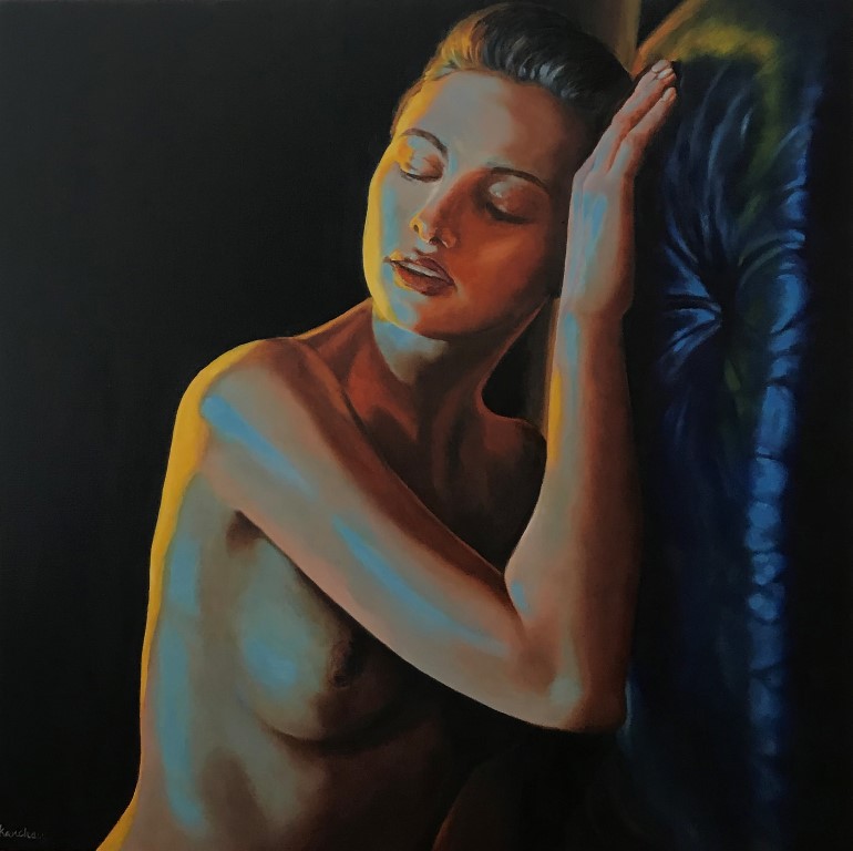 woman, Dreamer_Oil, Oil, painting, Kanchan Mehendale
